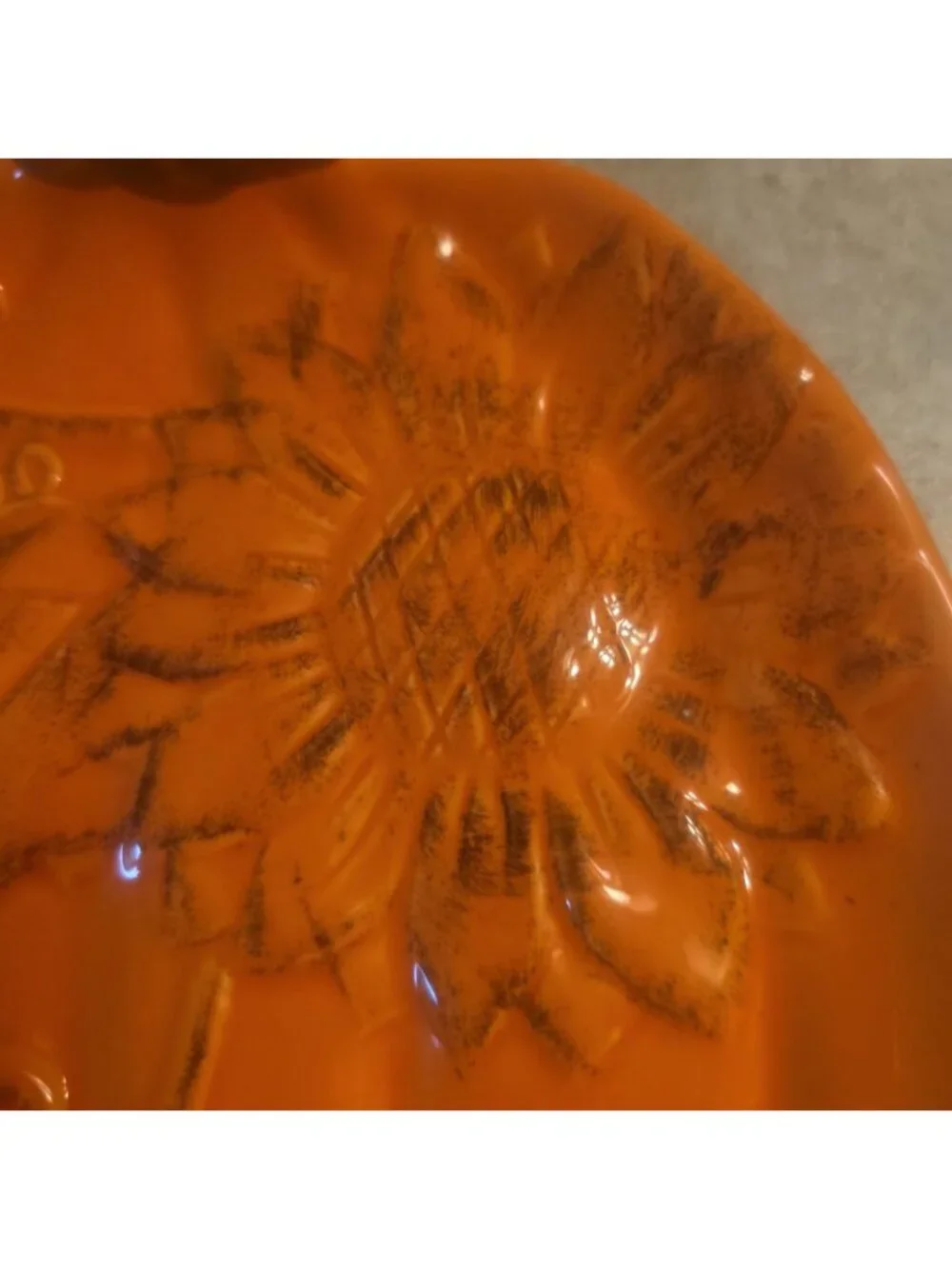 Ceramic Pumpkin Candy Trinket Dish Tidbit Snack 8” Sunflower Fall Halloween